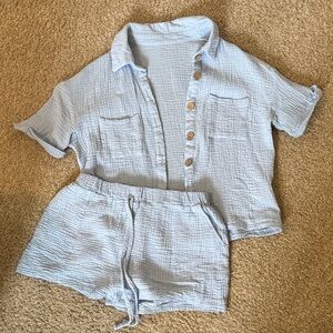 SHEIN Light Blue Textured Set